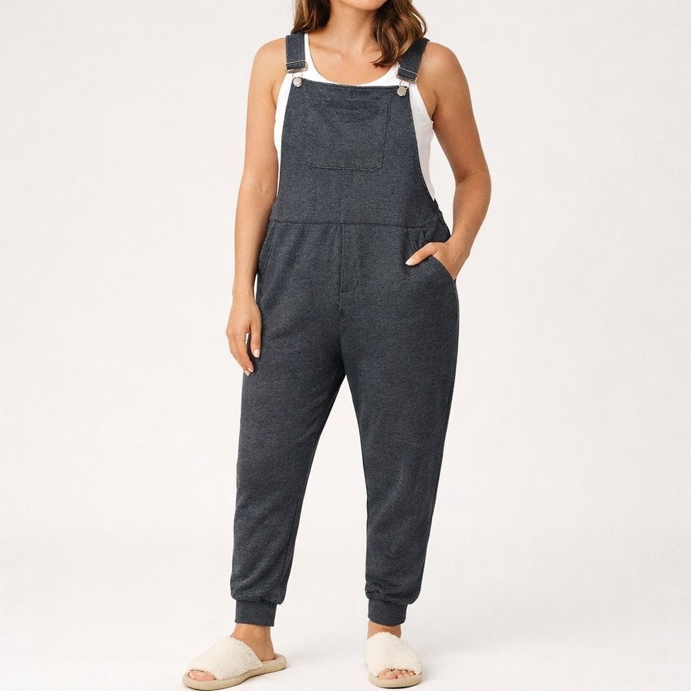 Swoveralls Gray Sweatpant Overalls Size Large Unisex Jogger Bib Lounge Jumpsuit
